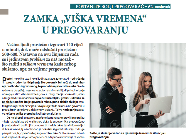 ZAMKA VIŠKA VREMENA U PREGOVARANJU